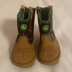John Deere Baby Tan and Green Boots